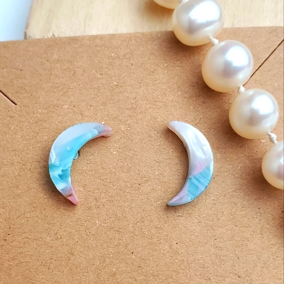 🌟5/$25 Cotton candy Moon Earrings - Picture 2 of 2